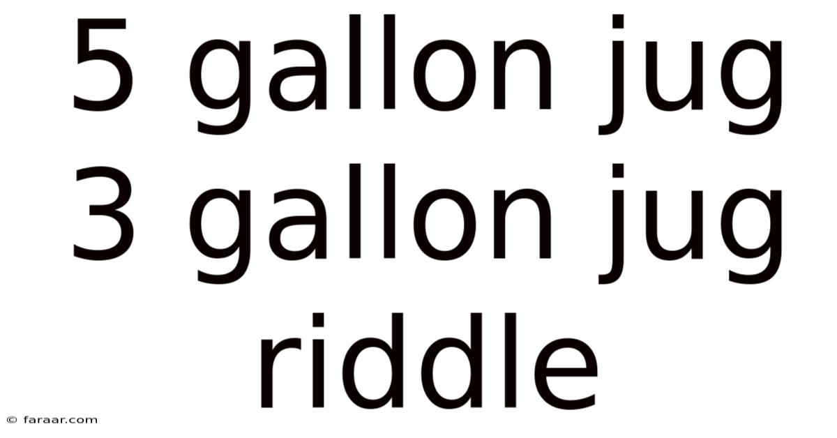 5 Gallon Jug 3 Gallon Jug Riddle