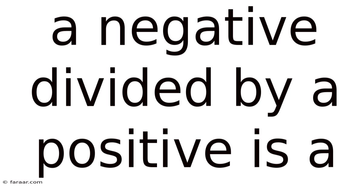 A Negative Divided By A Positive Is A