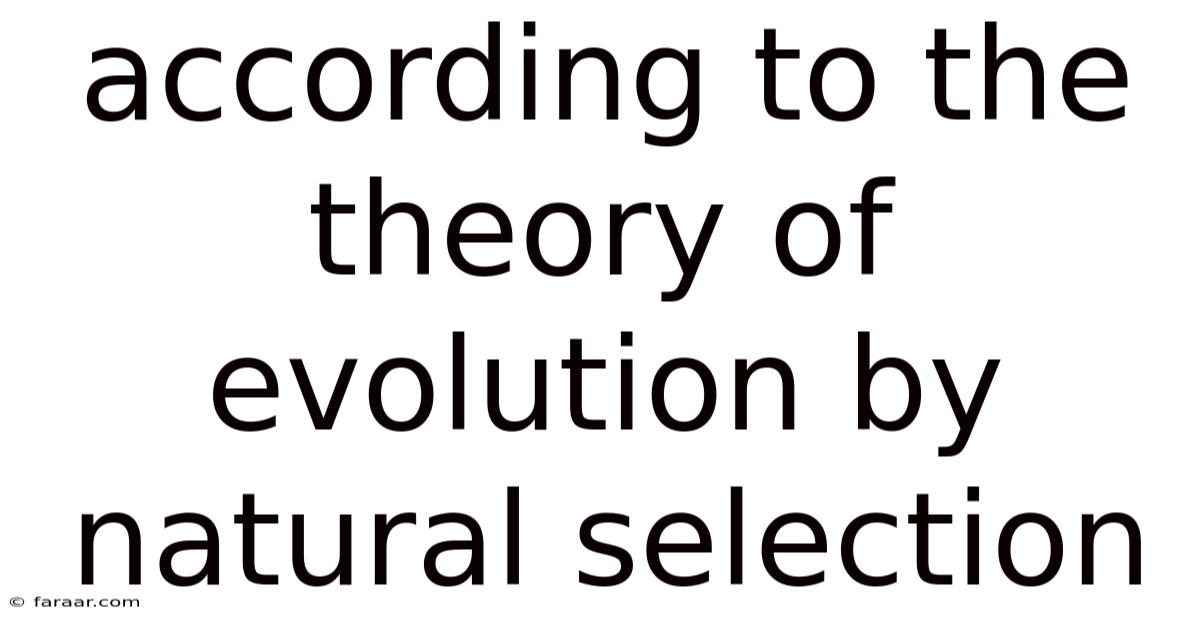 According To The Theory Of Evolution By Natural Selection