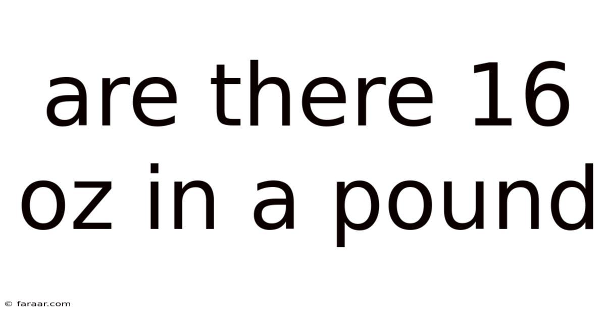 Are There 16 Oz In A Pound