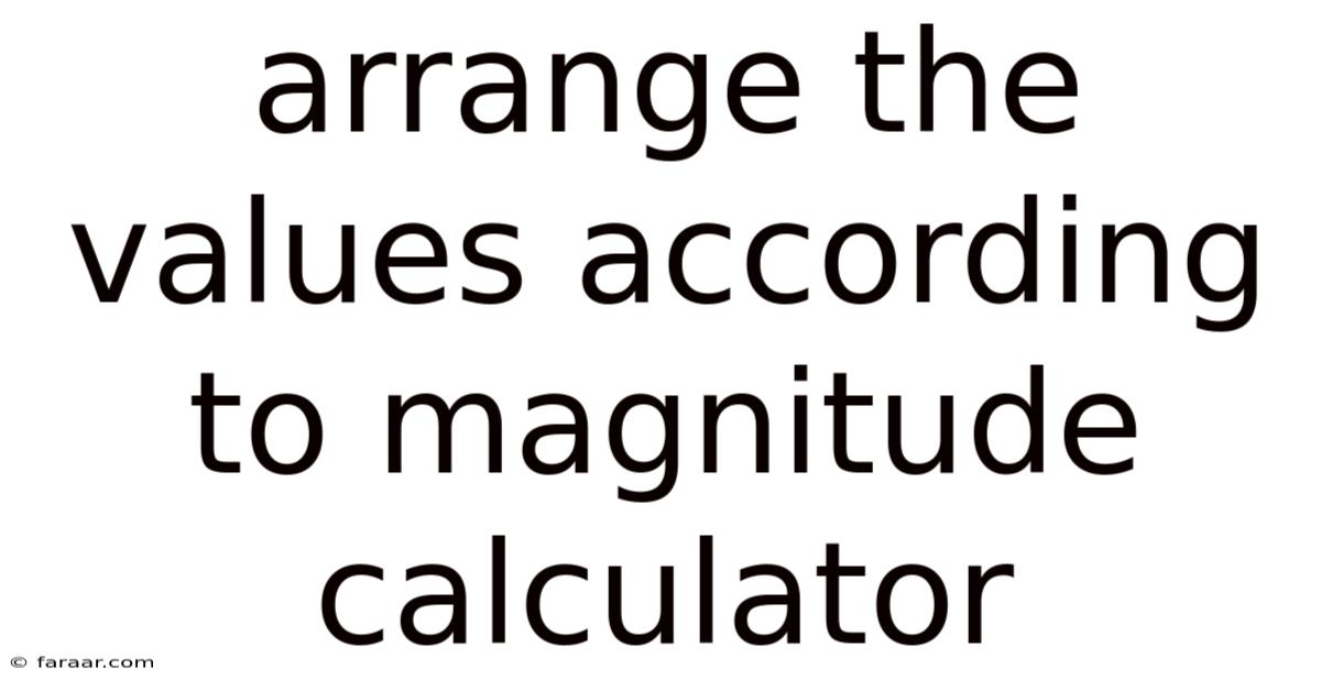 Arrange The Values According To Magnitude Calculator