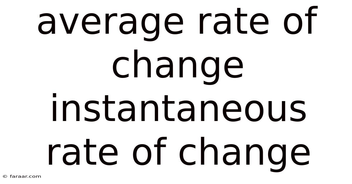 Average Rate Of Change Instantaneous Rate Of Change