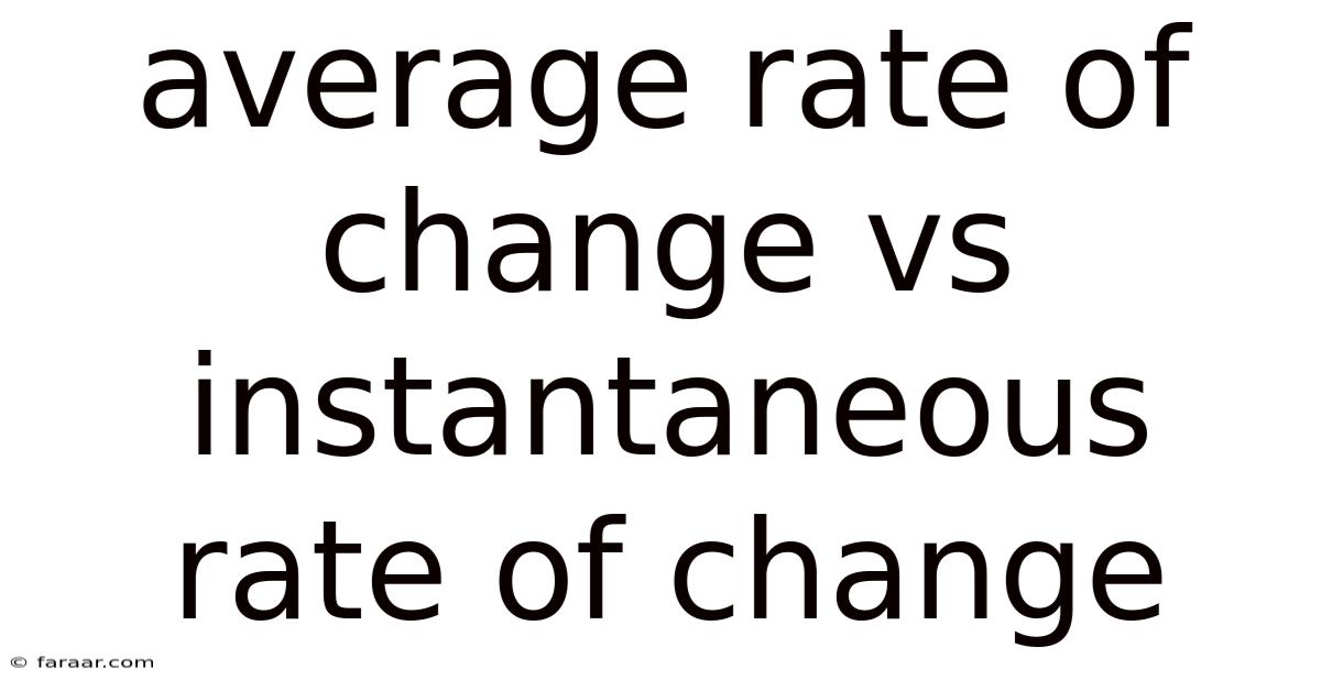Average Rate Of Change Vs Instantaneous Rate Of Change