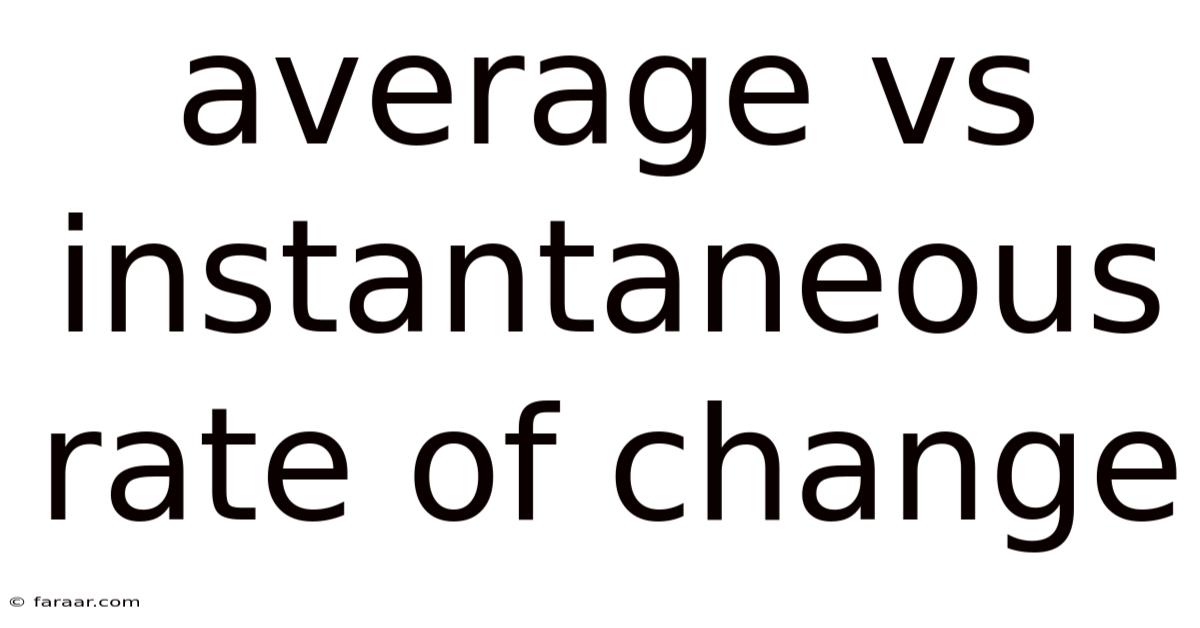 Average Vs Instantaneous Rate Of Change
