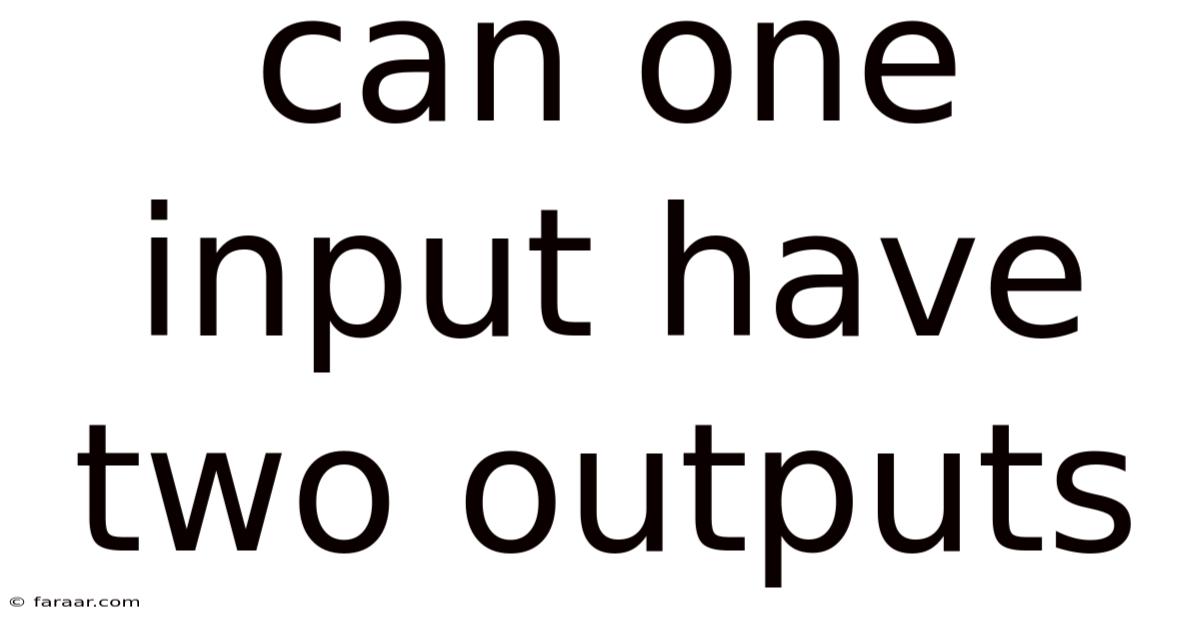 Can One Input Have Two Outputs