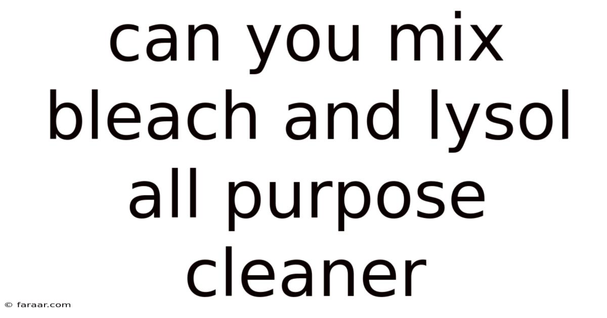 Can You Mix Bleach And Lysol All Purpose Cleaner