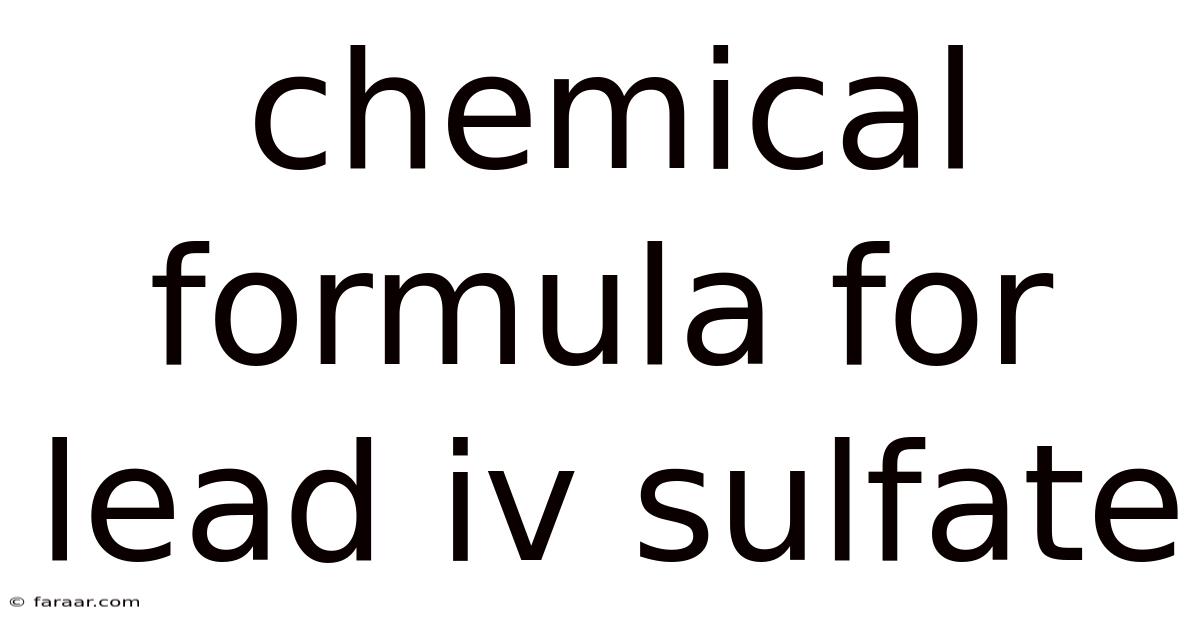 Chemical Formula For Lead Iv Sulfate