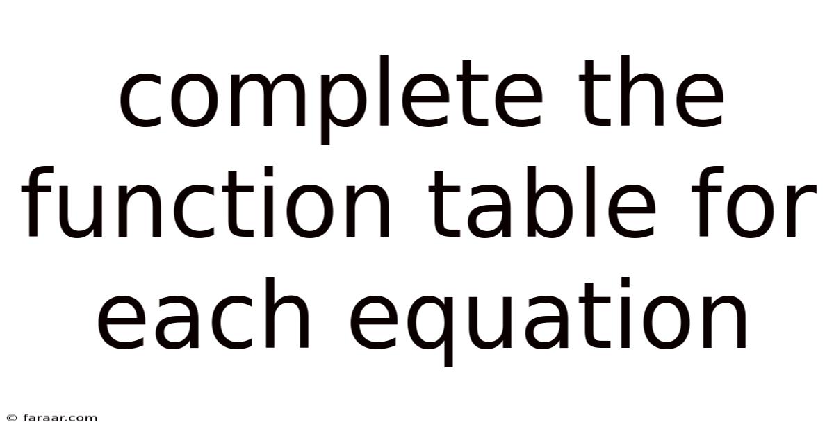 Complete The Function Table For Each Equation