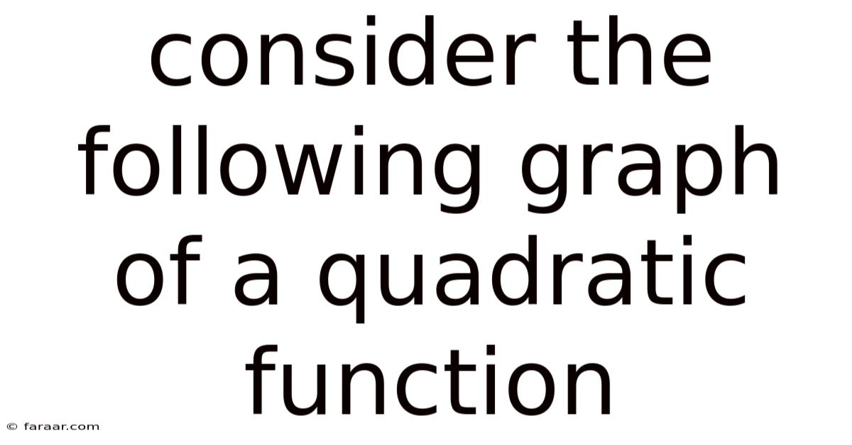 Consider The Following Graph Of A Quadratic Function