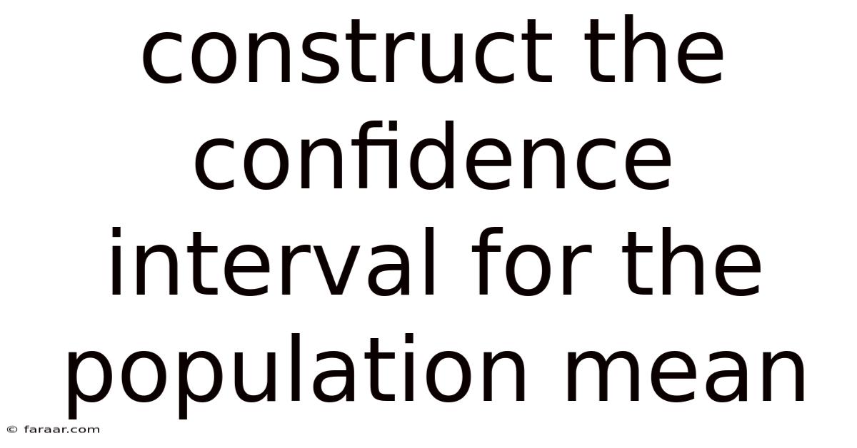 Construct The Confidence Interval For The Population Mean