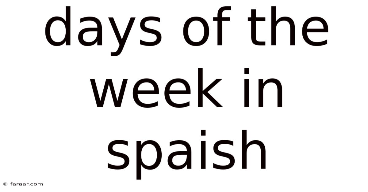 Days Of The Week In Spaish