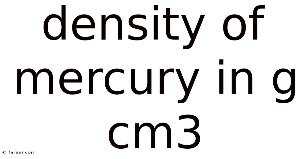Density Of Mercury In G Cm3