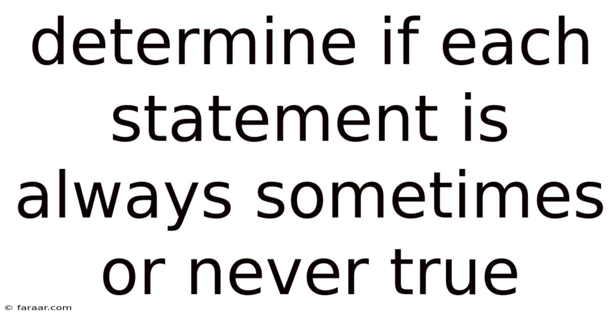 Determine If Each Statement Is Always Sometimes Or Never True