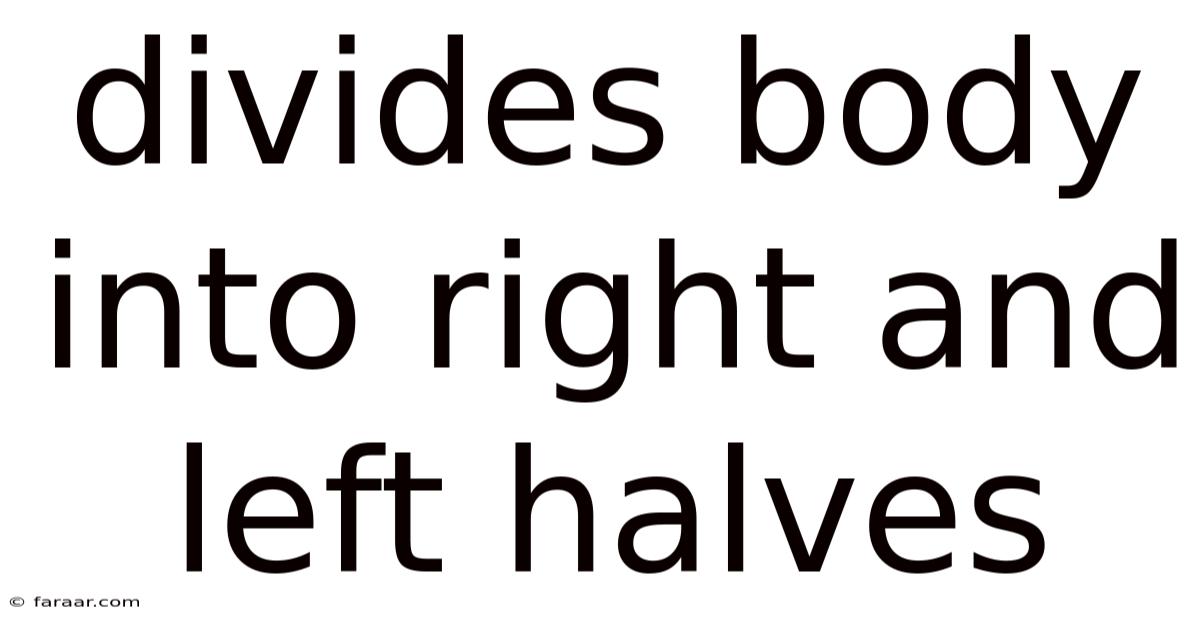 Divides Body Into Right And Left Halves
