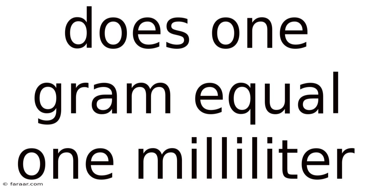 Does One Gram Equal One Milliliter