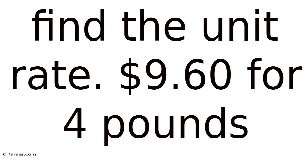 Find The Unit Rate. $9.60 For 4 Pounds