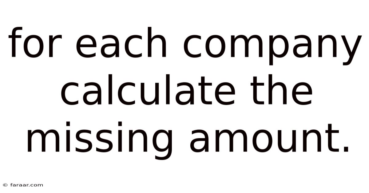For Each Company Calculate The Missing Amount.
