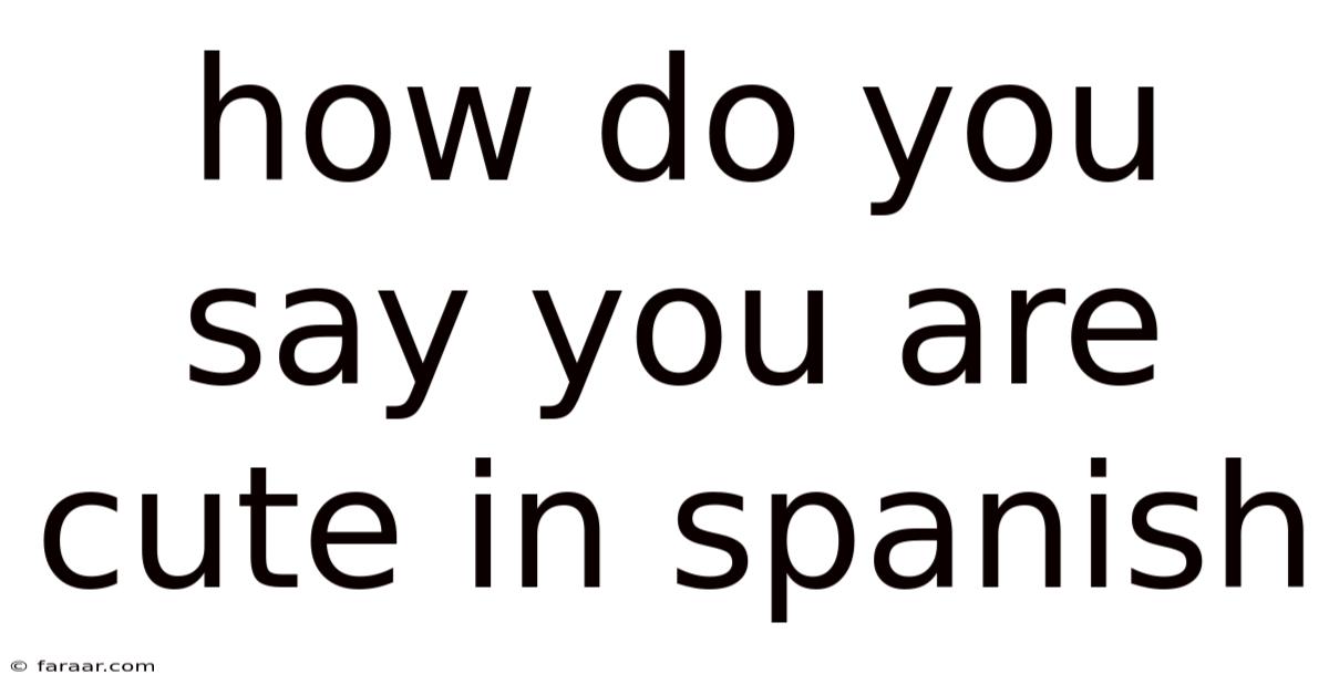 How Do You Say You Are Cute In Spanish