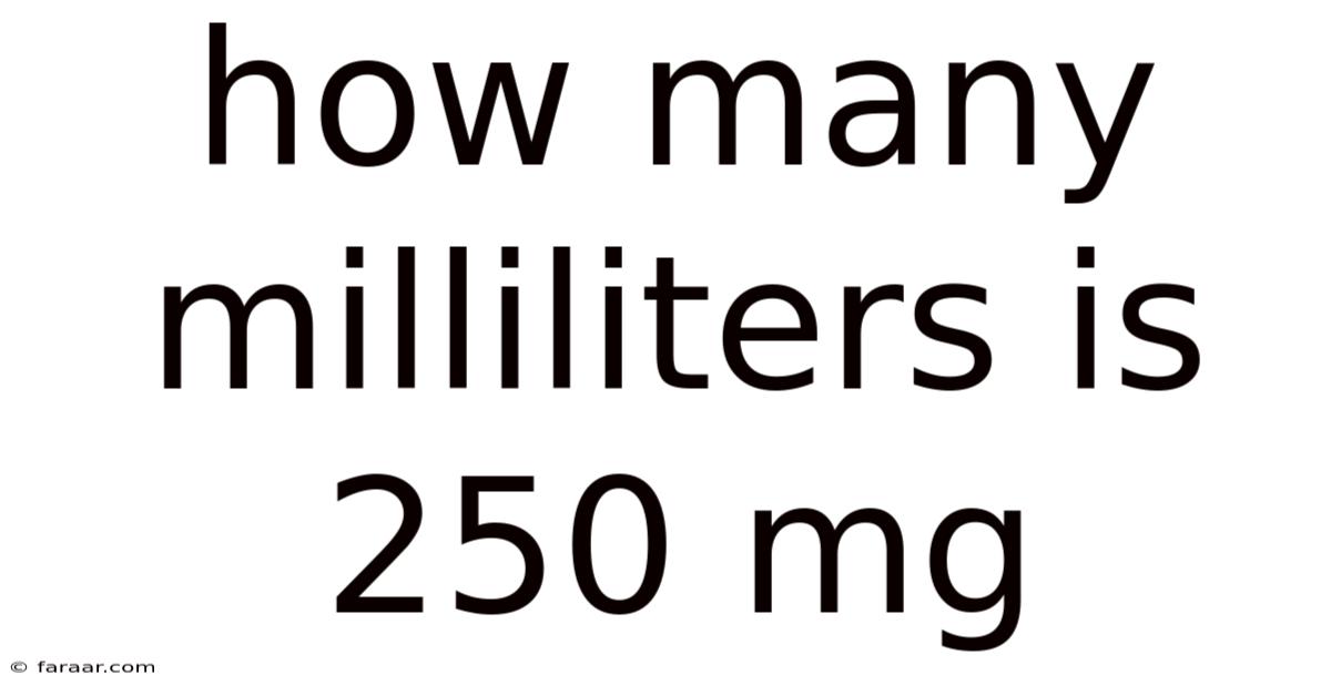 How Many Milliliters Is 250 Mg