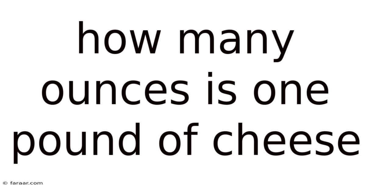 How Many Ounces Is One Pound Of Cheese