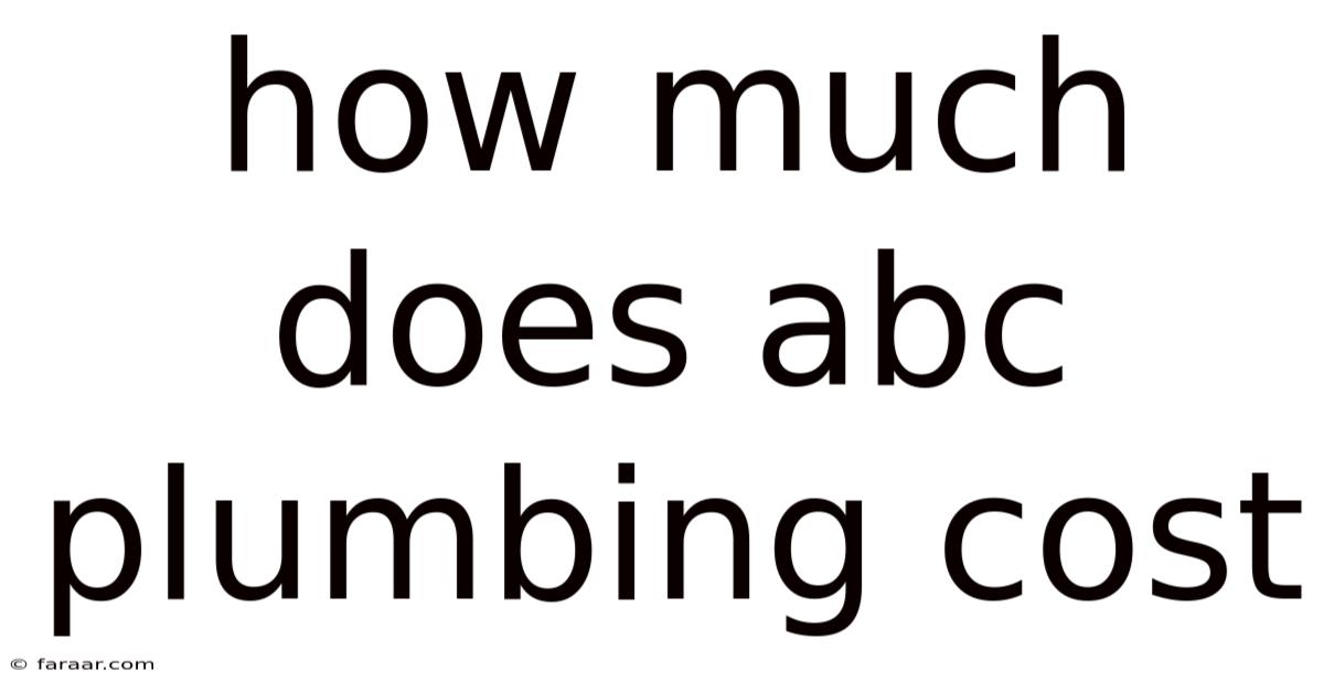 How Much Does Abc Plumbing Cost