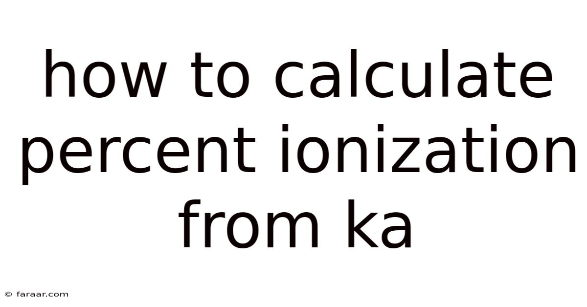How To Calculate Percent Ionization From Ka