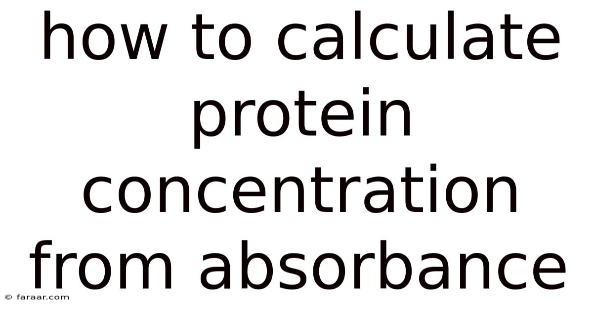 How To Calculate Protein Concentration From Absorbance