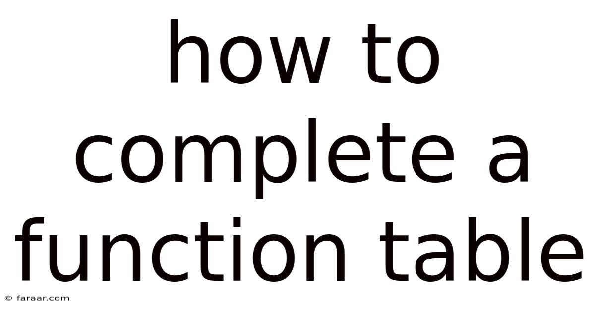 How To Complete A Function Table