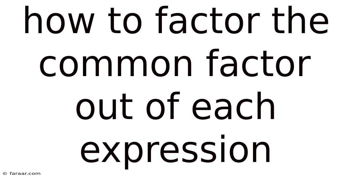 How To Factor The Common Factor Out Of Each Expression