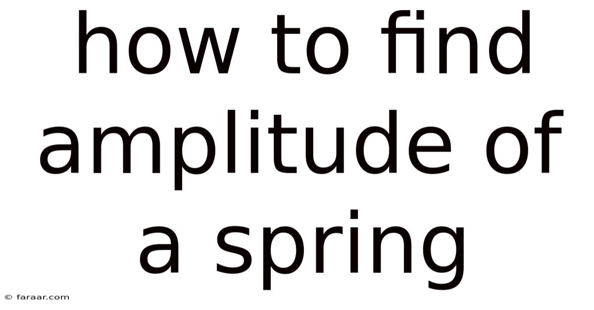 How To Find Amplitude Of A Spring
