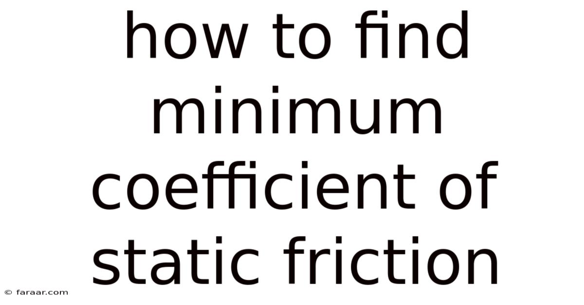 How To Find Minimum Coefficient Of Static Friction