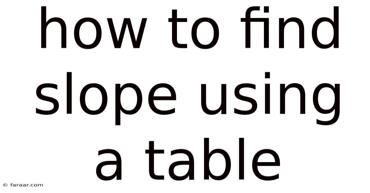 How To Find Slope Using A Table