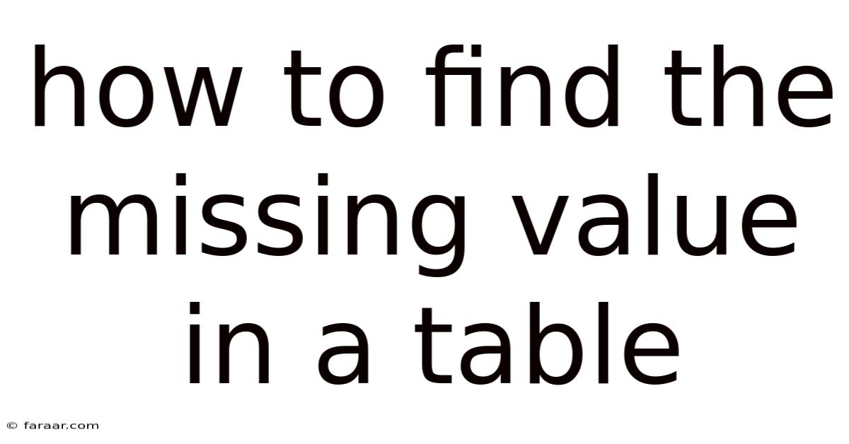 How To Find The Missing Value In A Table