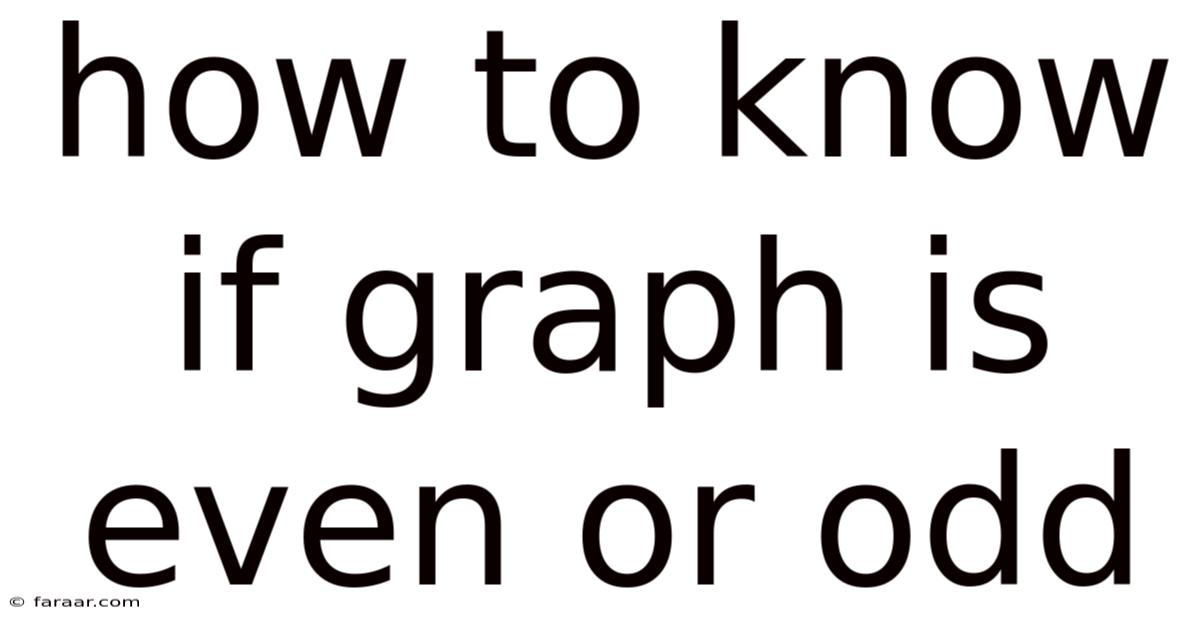 How To Know If Graph Is Even Or Odd