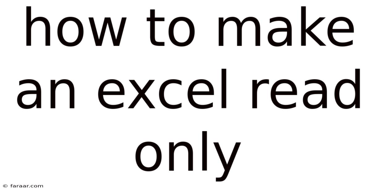How To Make An Excel Read Only
