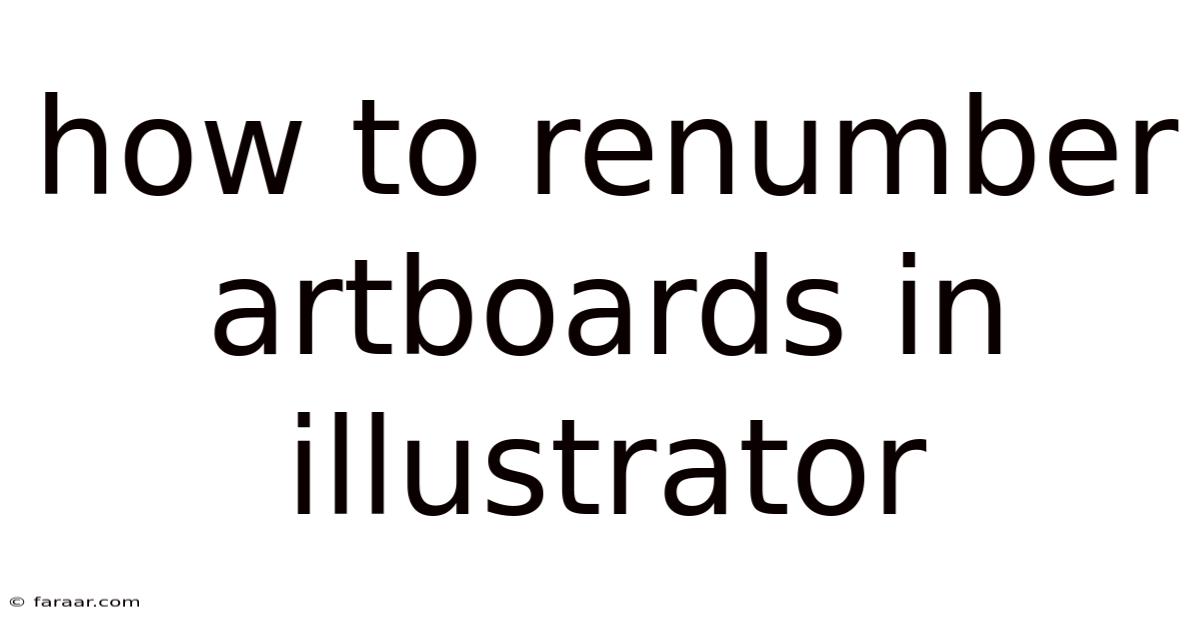 How To Renumber Artboards In Illustrator