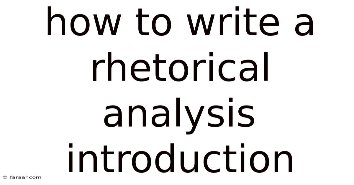 How To Write A Rhetorical Analysis Introduction