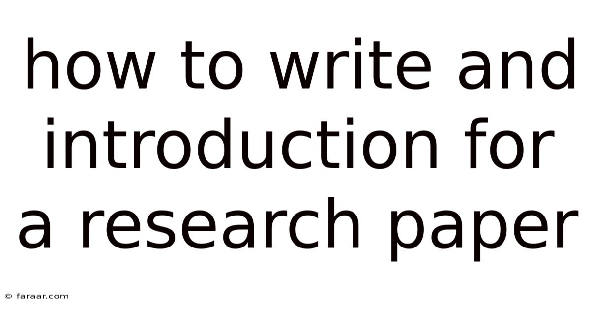 How To Write And Introduction For A Research Paper