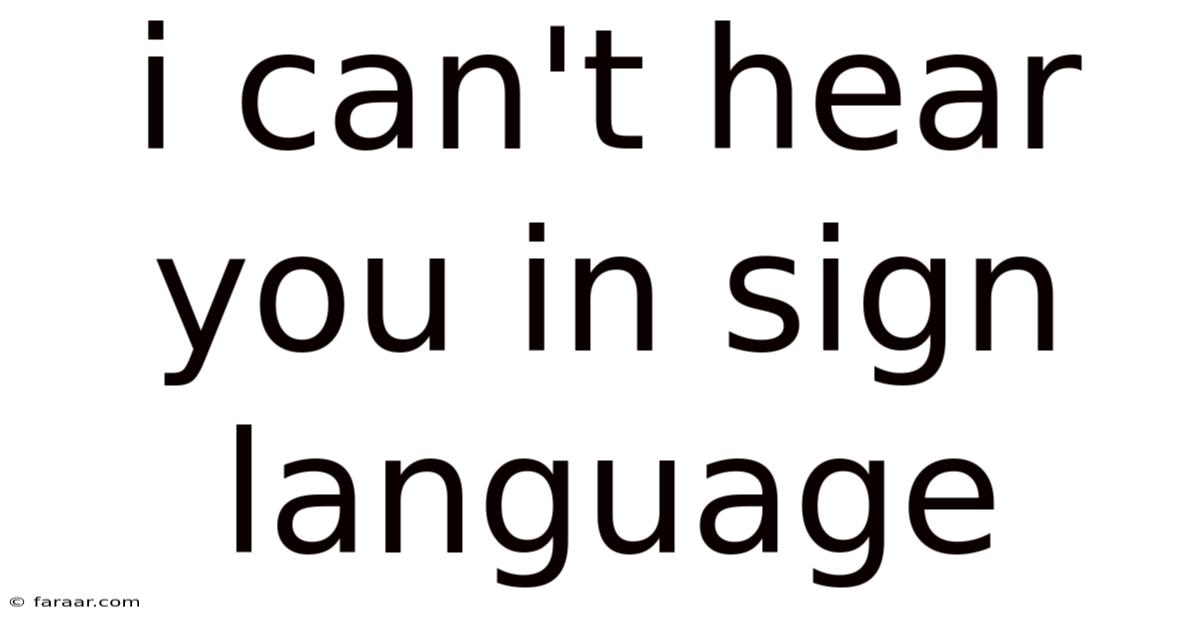 I Can't Hear You In Sign Language