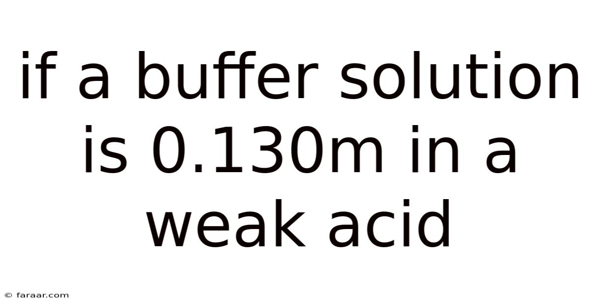 If A Buffer Solution Is 0.130m In A Weak Acid