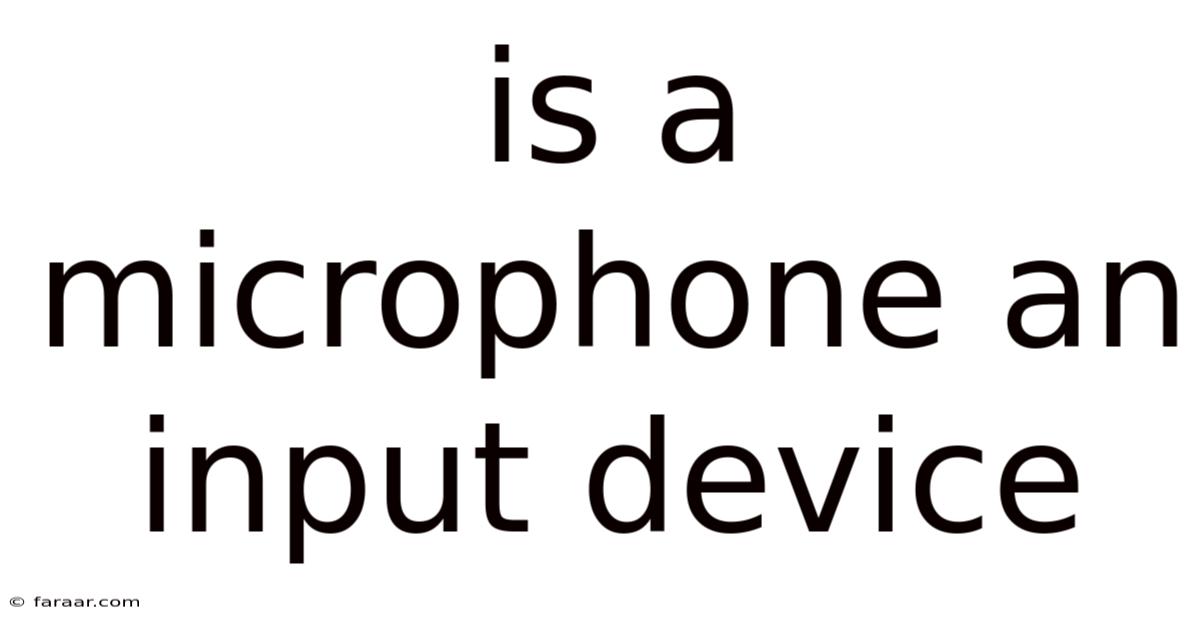 Is A Microphone An Input Device