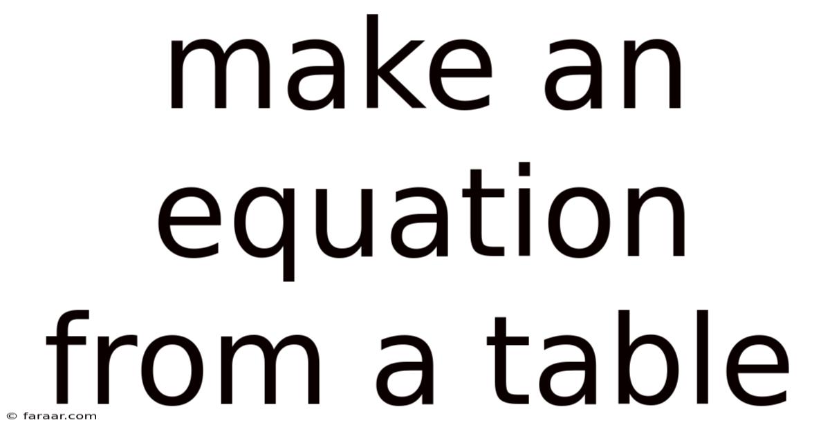 Make An Equation From A Table