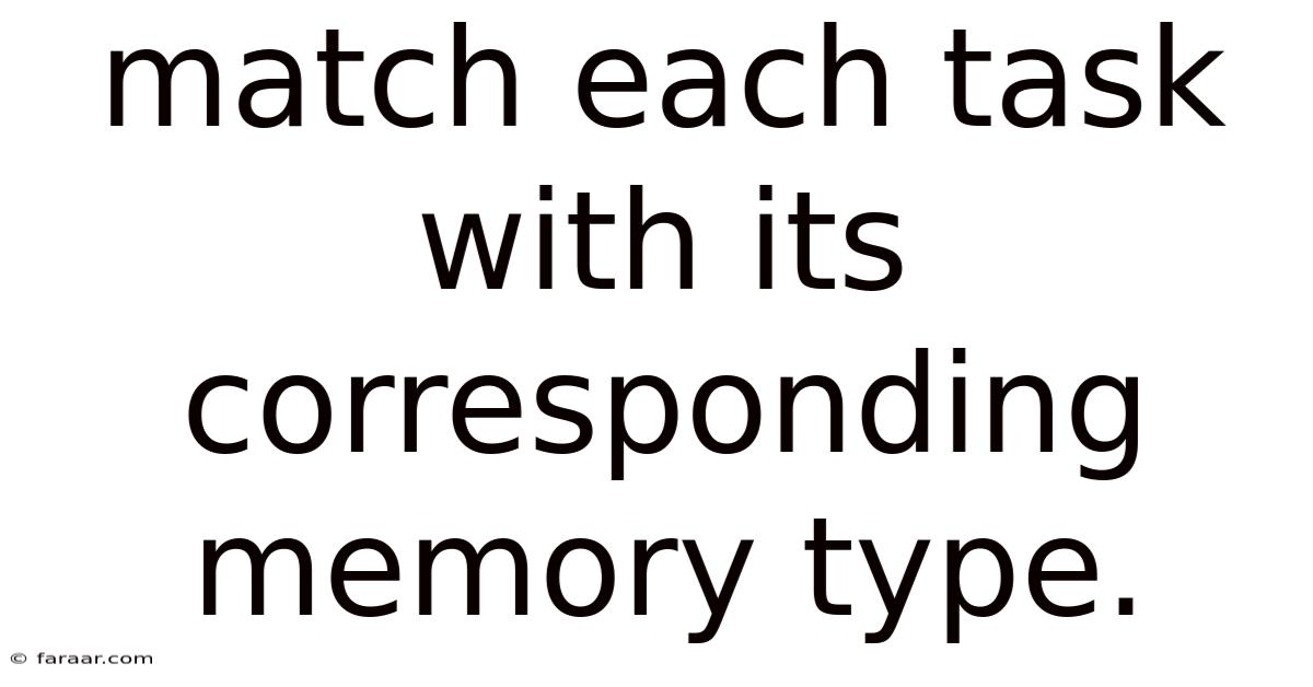 Match Each Task With Its Corresponding Memory Type.