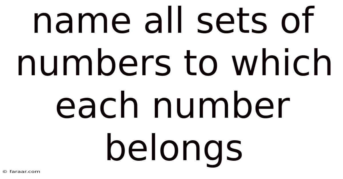 Name All Sets Of Numbers To Which Each Number Belongs