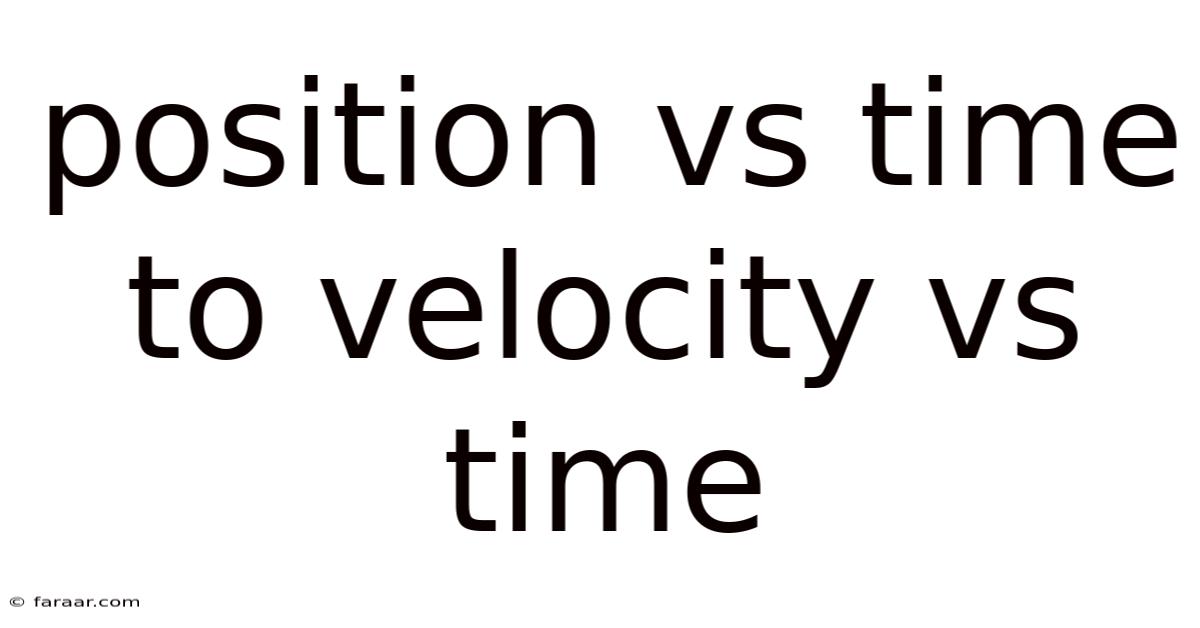 Position Vs Time To Velocity Vs Time