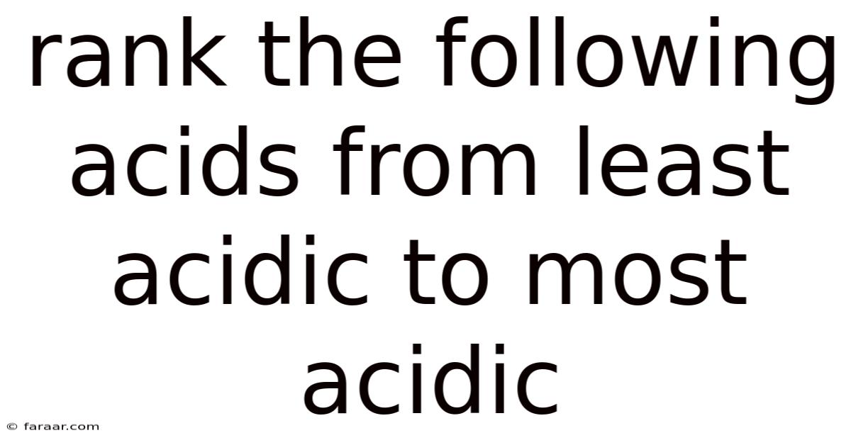Rank The Following Acids From Least Acidic To Most Acidic