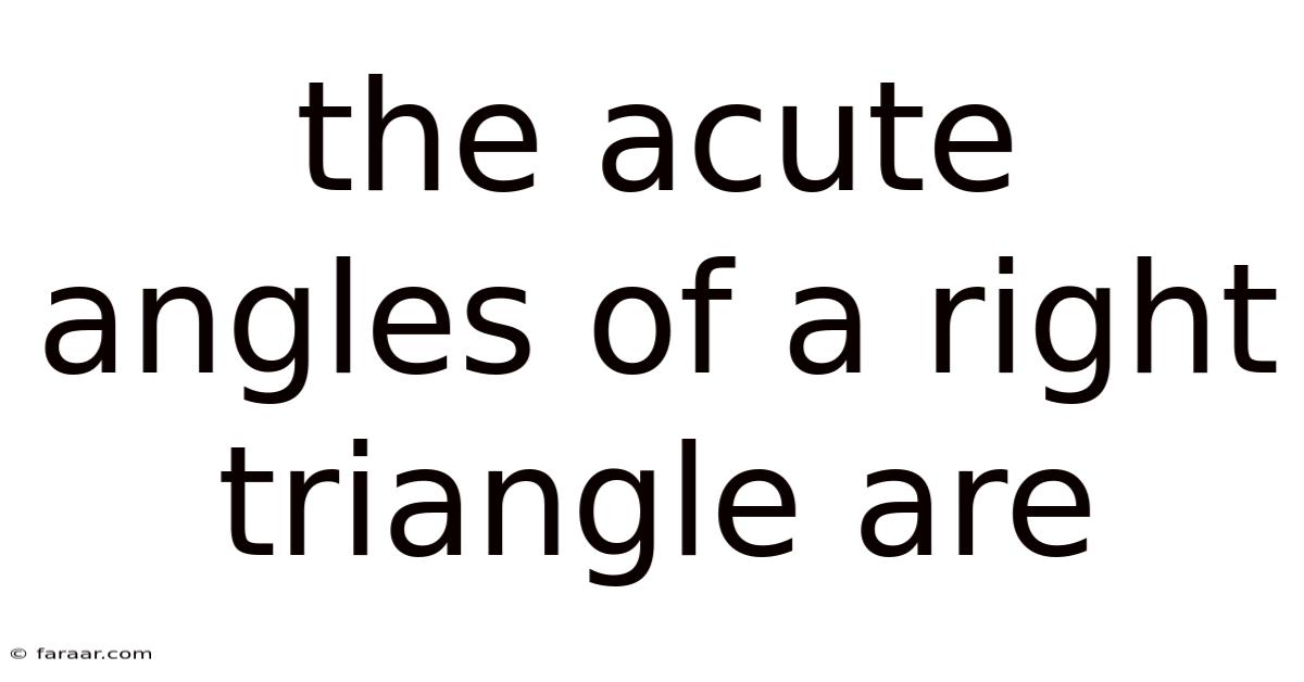 The Acute Angles Of A Right Triangle Are