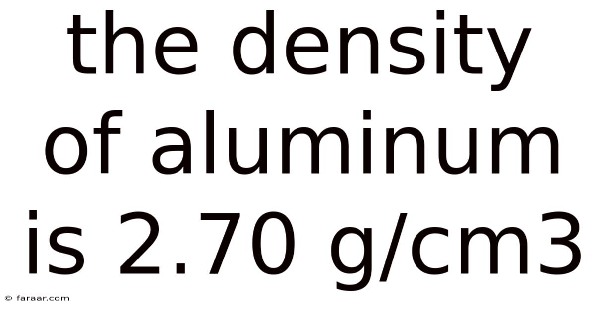 The Density Of Aluminum Is 2.70 G/cm3