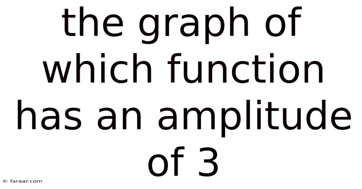 The Graph Of Which Function Has An Amplitude Of 3