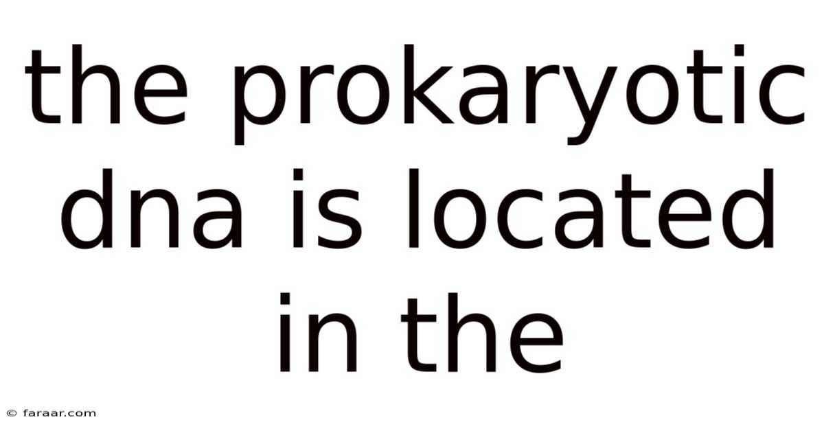 The Prokaryotic Dna Is Located In The